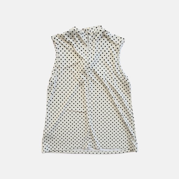 Tommy Hilfiger Women's Lined Sleeveless Ruched Polka Dot Blouse Size Large - Picture 2 of 4